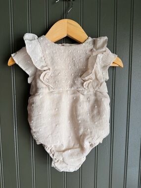 Noralee Cream Ruffled Baby Romper